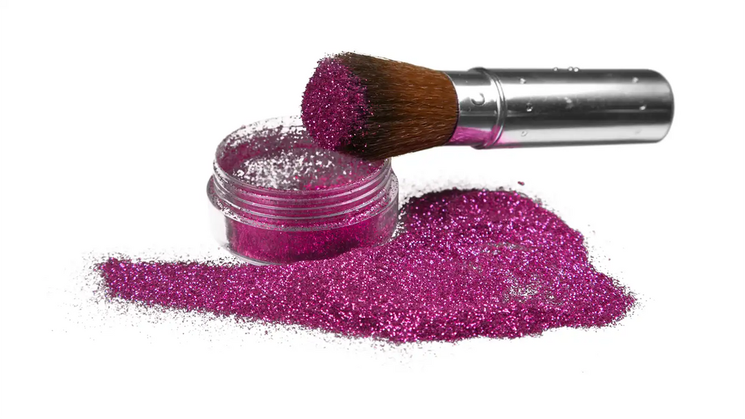 stock image of pink glitter eyeshadow